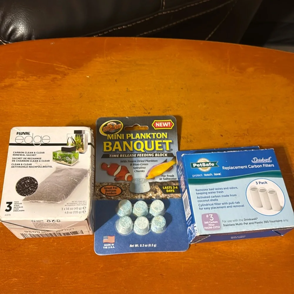 3PK Carbon Filters, Time Release Feeding Blocks & Carbon Renewal Sachet for Fish